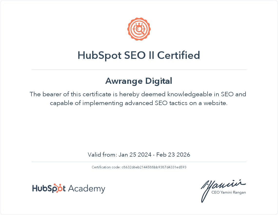 Awrange_SEO_Certificate